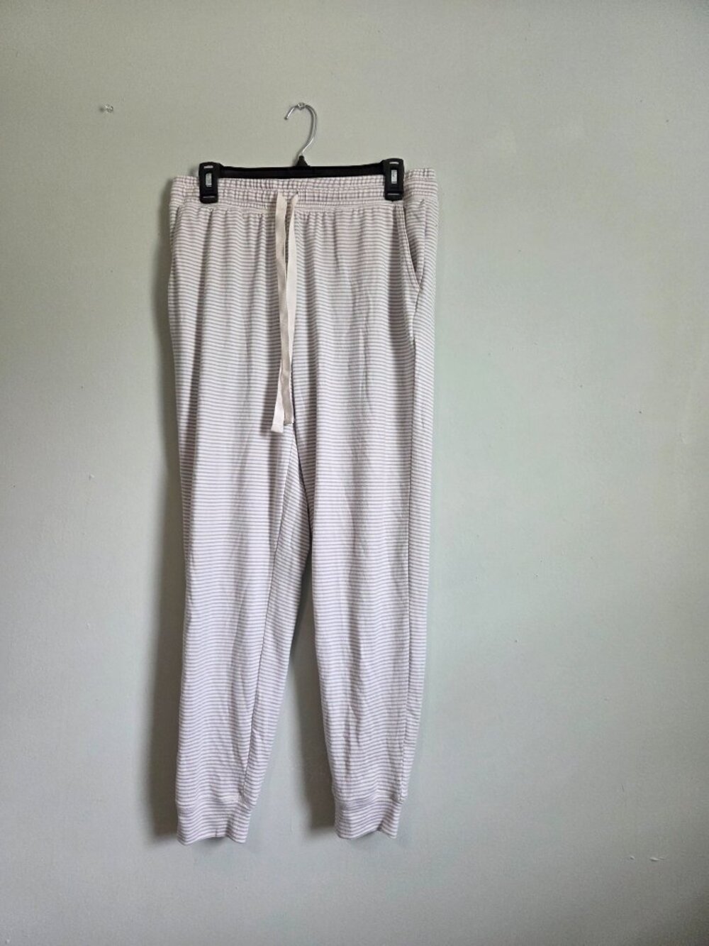 Loft Pajama Set Women's Medium Henley Gray Striped Drawstring Sleepwear NWOT - Picture 7 of 11